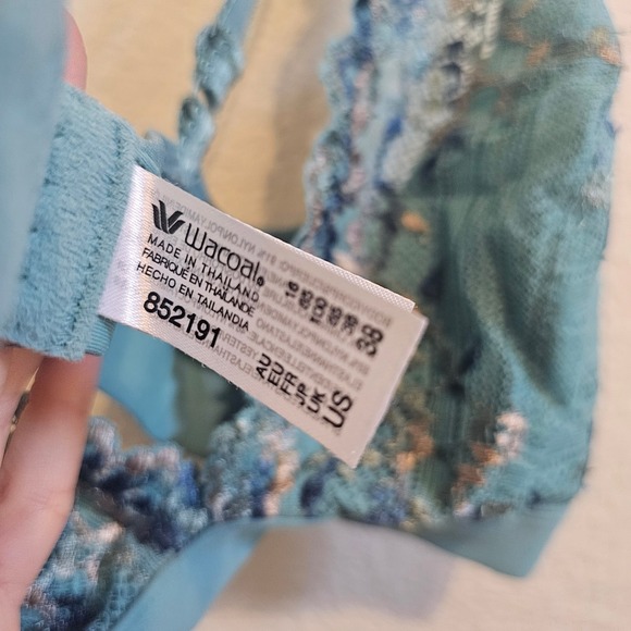 Wacoal Elevate Bralette Teal Blue Floral Lace V-Neck Bra 852191 38 Festival Club - Picture 6 of 6